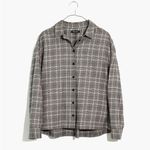 Madewell  Plaid Westlake Shirt Gray Plaid Flannel Size Medium Grunge Casual Boxy Photo 12