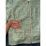 J.Jill  Blazer Jacket Womens‎ Green Multicolor Tweed Casual Zip Up Size M Photo 2
