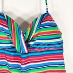 PointZero Ocean Size 16 Swim Top Striped Halter Blue Red Green Built in Bra 1258 Photo 4