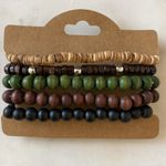 NWT Fashion Jewelry Earthy Tones Beaded Bracelet Set Green Photo 1