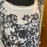 Chico’s Zenergy white gray black ombré floral print 3/4 sleeve top rhinestone L Size L Photo 4