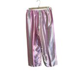 Oscar de la Renta  Pink Label Women's‎ Pink Striped Green Edging Pajama Set Small Photo 4