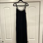 ZARA Black Maxi flowing Grecian Dress medium with beaded straps. Never worn Photo 1