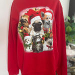 Fifth Sun  Christmas Animals Sweatshirt w/ Bells Red Holiday Pet‎ Graphic XL Photo 0