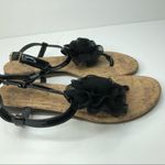 Jaclyn Smith  Corked Look Black Flower Sandals Photo 4