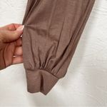 Lulus Brown V Neck Long Sleeve Bodysuit Womens M Casual Blouse Puff Sleeve Top Tan Size M Photo 1