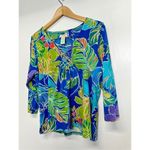 Caribbean Joe  Shirt Womens XL Blue/Green 3/4 Sleeve‎ Photo 1