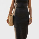 Lululemon Globetrotter Midi Dress Size 8 Black Heather Bodycon Racerback Travel Photo 0