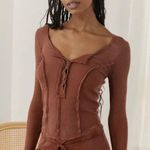 Urban Outfitters UO Out From Under Sweet Dreams Seamed Henley Top NWT Medium Photo 6