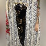 Glare Black tan velvet asymmetrical Dress side ruching floral small adjustable straps Photo 6