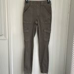 Spanx Stretch Twill Ankle Cargo Pants Patch and Button Flap Pockets Gray/Green S Photo 2