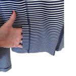 WORTH Jersey Moto Jacket Striped Blue White Asymmetrical Zip Collar Pocket 6 EUC Size L Photo 3