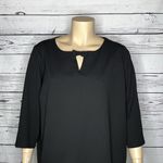 Dennis Basso Size 3X Black Keyhole w/ Bow Detail Crepe Blouse Top Photo 1