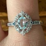 Natural Aquamarine Blue Diamond Sterling Silver Ring Size 9.75 Photo 0