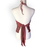 American Eagle  Rust Halter Neck Embroidered Lace Crop Top Photo 96