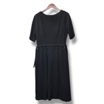 VTG B. Altman Black Midi Dress Union Made ILGWU 60s Mod Braided Waist USA Sz 14 Photo 2