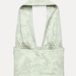 ZARA  NWT mint green ruched v neck tie-dye halter top - cotton, stretchy top Photo 4