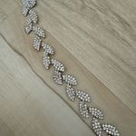 Silver Rhinestone Bridesmaids Bridal Belt Leaf Detail OS Photo 2