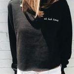 Brandy Melville Nancy ‘Uh Huh Honey’ Cropped Cut Off Sweatshirt Black One Size Photo 2