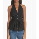 Veronica Beard Veronica‎ Beard Vea Stretch Cotton Halter Top Black Women's Size 10 Photo 1