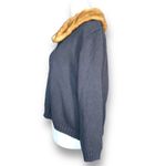 Vintage 90s Black Cardigan Sweater Exaggerated Removable Faux Fur Collar Large Photo 6