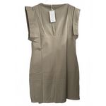 Mango Cotton Knitted Dress with Turn-Up Sleeves Dates Beige Size 10/XL Photo 4