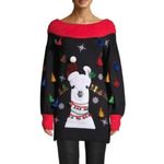Holiday Time La La Llama Ugly Christmas Tunic Sweater Black Small Photo 1