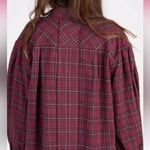 Natural Life Flannel Dawson Tunic Puff Sleeve Oversized Berry Sz Sm Boho Photo 1
