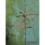 YA LI Asian Green Iridescent Jacket Embroidered Floral Design Fully Lined Sz L Size L Photo 3