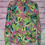 Tommy Bahama  GOLF UPF 50 NEON PINK BOTANICAL HAWAIIAN LEAF PRINT LONG SLEEVE M Photo 0