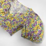 River Island floral Puffed Sleeve tie front crop top Yellow and Purple size 14 Photo 4