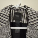 Smythe Woven 90s Shrunken Blazer Black White Abstract Stripe One Button Size 6 Photo 4