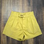 Doen High Waist Pleated Cotton Shorts Mustard Yellow Size 10 Photo 1