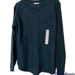 Crown & Ivy  large women’s textured boatneck sweater long sleeve dark green NWT Photo 0