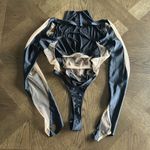 MUGLER Panelled Long Sleeve Illusion Mesh Cut Out Bodysuit Top, Size 44. $975 Black Photo 6