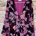 Altar'd State  Long Sleeve V-Neck Velvet Floral Romper Small Photo 1