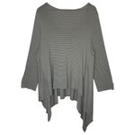 Bryn Walker Striped Long Sleeve Tunic Asymmetrical Top Grey Beige, size Large Photo 2