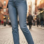 Reformation Liza Ultra High Rise Slim Straight Jeans in Malta Photo 0
