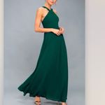 Lulus Air of Romance Forest Green Halter Gown Maxi Dress Size LARGE Photo 2
