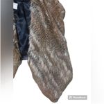 My Tribe Black Leather & Brown Knitted Rabbit Fur Waterfall Vest Size Small Photo 6