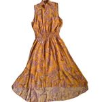 Nanette Lepore  Hi-Lo Pink Paisley  Summer Sleeveless in Sun Squash Dress Size 10 Photo 3