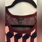 Ann Taylor Knit Geometric Patterned MIDI Dress - Pink Navy Burgundy Photo 1