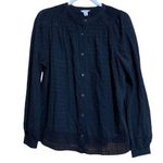 Point Sur J. Crew Womens Size Small Black Button Up Crinkle Long Sleeve Blouse Photo 0