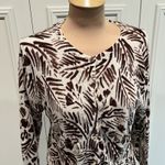 Garnet Hill Garnett Hill Women's Merino Wool Cardigan Button Up Sweater Abstract Floral Photo 1