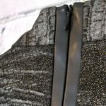 Ellen Tracy BLACK GOLD GLITTER CONTOUR WAIST FAUX LEATHER BODYCON DRESS Photo 2