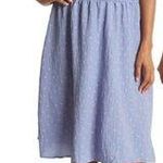 Blue & White Floral Print V Neck Cinched Short Sleeve Dress Size Medium NWT Photo 0