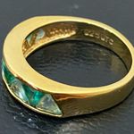 SUZANNE SOMERS 925 Gold Emerald Green Trilliant CZ Cubic Zirconia Ring Size 8 Photo 4