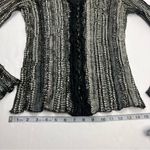 Alberto Makali  Crinkle Lace Embellished Top Blouse Long Sleeve Size Medium Black Photo 7