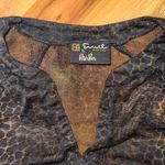 Vintage swim cover up sheer stretchy leopard print‎ subtle bathing suit cover Brown Size M Photo 2