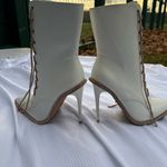 Cape Robbin  White and Gold Lace-Up Heeled Boots Photo 5